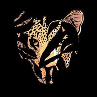 camiseta diseño de un leopardo cabeza oculto detrás hojas. vector