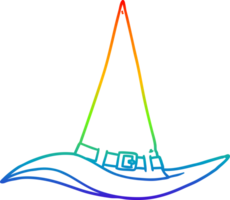 rainbow gradient line drawing cartoon witch hat png