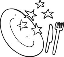 hand drawn black and white cartoon clean plate png