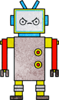 retro grunge texture cartoon of a robot png