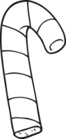 hand drawn black and white cartoon candy cane png