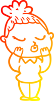 warm gradient line drawing of a cartoon calm woman png