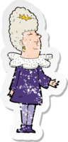 retro distressed sticker of a cartoon queen png
