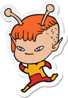 sticker of a cute cartoon alien girl png