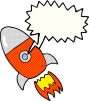 hand drawn comic book speech bubble cartoon flying rocket png