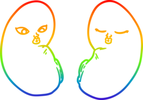 rainbow gradient line drawing of a cartoon kidneys png