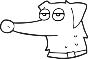 hand- getrokken zwart en wit tekenfilm hond met halsband png