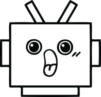 line drawing cartoon of a robot head png