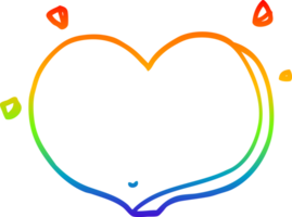 rainbow gradient line drawing of a cartoon love heart png