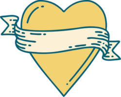 iconic tattoo style image of a heart and banner png