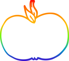 rainbow gradient line drawing of a cartoon juicy apple png