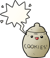 cute cartoon cookie jar with speech bubble in smooth gradient style png