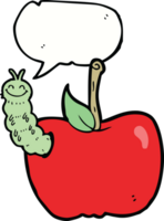 cartoon apple with bug with speech bubble png