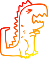 warm gradient line drawing of a cartoon roaring t rex png