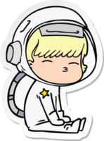 adesivo de um astronauta curioso de desenho animado png