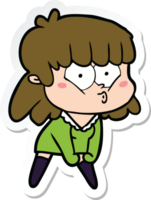 sticker of a cartoon whistling girl png