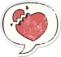 cartoon broken heart with speech bubble distressed distressed old sticker png