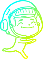 cold gradient line drawing of a happy cartoon astronaut png