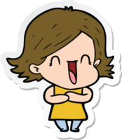 pegatina de una mujer riendo de dibujos animados png