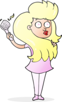 hand drawn cartoon woman brushing hair png