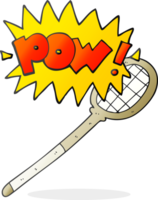 hand- getrokken tekenfilm tennis racket png