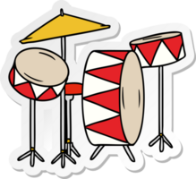 hand- getrokken sticker tekenfilm tekening van een trommel uitrusting png