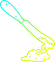 cold gradient line drawing of a cartoon knife spreading butter png