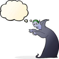 cartoon spooky vampire with thought bubble png