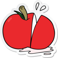 pegatina de una manzana en rodajas de dibujos animados png