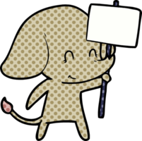 éléphant de dessin animé mignon avec signe png