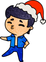 hand drawn christmas textured cartoon of kawaii boy png