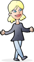 Cartoon-Frau ohne Sorgen png