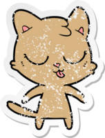 distressed sticker of a cute cartoon cat png