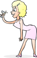 cartoon happy woman with drink png