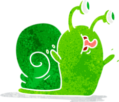 hand drawn retro cartoon of a slimy snail png