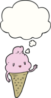 cute cartoon ice cream with thought bubble png