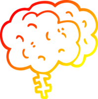 warm gradient line drawing of a cartoon brain png