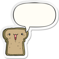 schattig tekenfilm geroosterd brood met toespraak bubbel sticker png