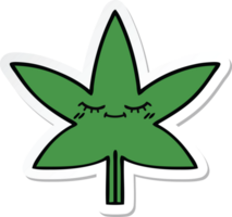 sticker van een schattige cartoon marihuanablad png