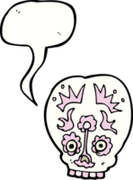 cartoon sugar skull with speech bubble png