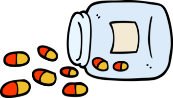 hand drawn doodle style cartoon jar of pills png