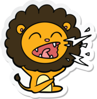 pegatina de un león rugiente de dibujos animados png