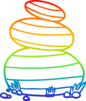 rainbow gradient line drawing of a cartoon large stacked stones png