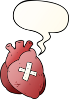 dibujos animados corazón con habla burbuja en suave degradado estilo png