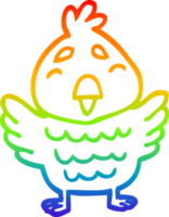 rainbow gradient line drawing of a cartoon blue bird png