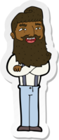 sticker of a cartoon happy man with beard png