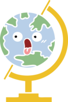 flat color retro cartoon of a globe of the world png