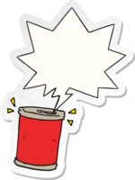 cartoon soda can with speech bubble sticker png