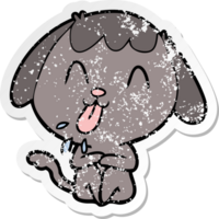 distressed sticker of a cute cartoon dog png