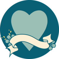 tattoo style icon with banner of a heart png